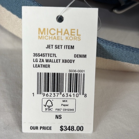 Michael Kors Jet Set Item Large Zip Around Crossbody Wallet in Denim - NEW - Picture 6 of 13